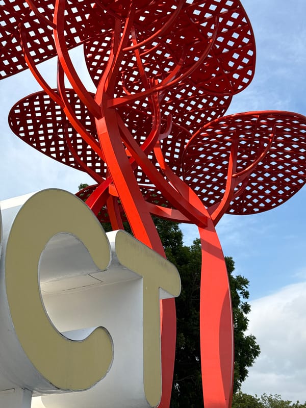 Modern red sculpture documented in Nanshan District, China