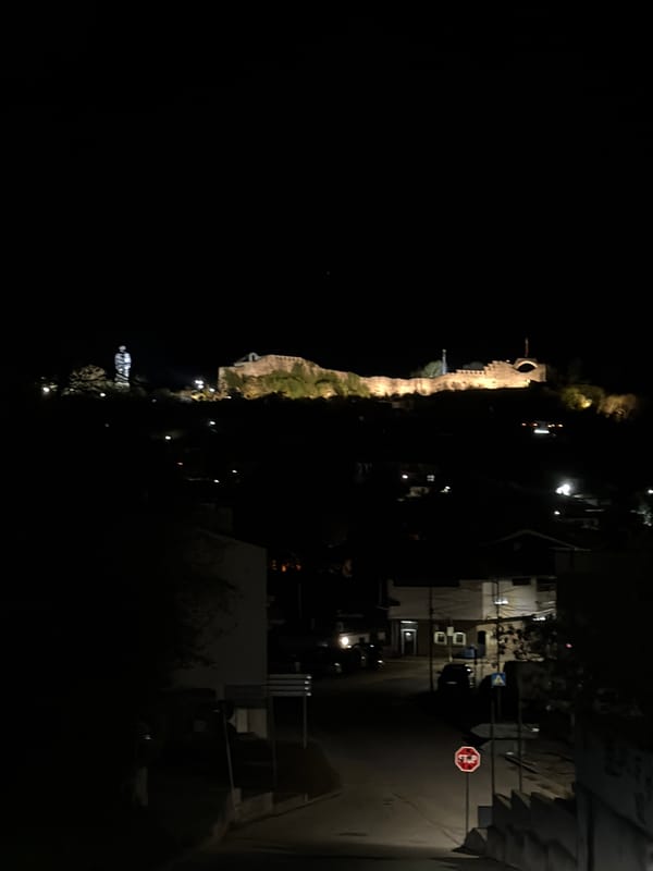 Ancient structure photographed at night in Lovech, Bulgaria