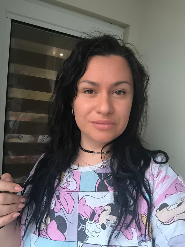 Woman takes morning selfie at home in Pleven, Bulgaria