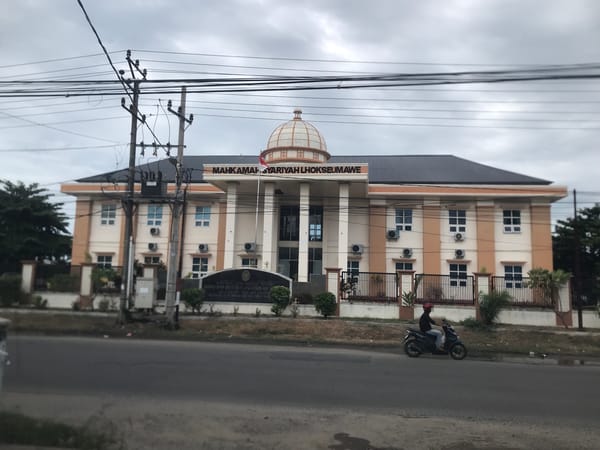 Sharia court building photographed in Lhokseumawe, Indonesia