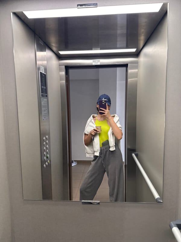 Mirror selfie taken in modern elevator in Plovdiv