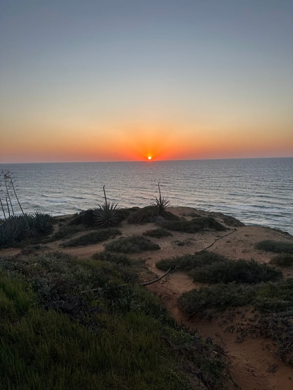 Sunset observed over coastal waters near Shefayim, Israel