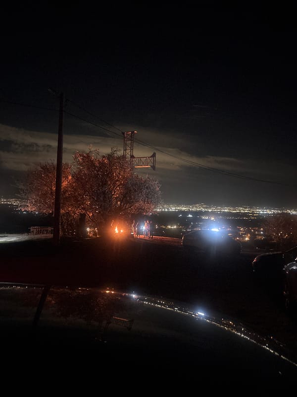 Night scene captured in Voynegovtsi showing illuminated snowy landscape