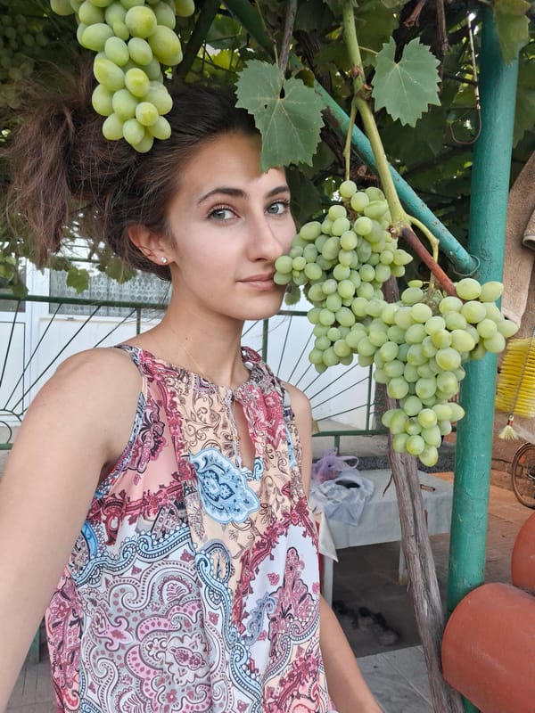 Garden afternoon: flowers, farm animals, fresh melon, and selfies