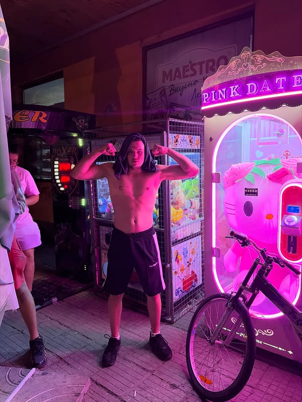 Late-night arcade hangout in Chernogorovo, Bulgaria