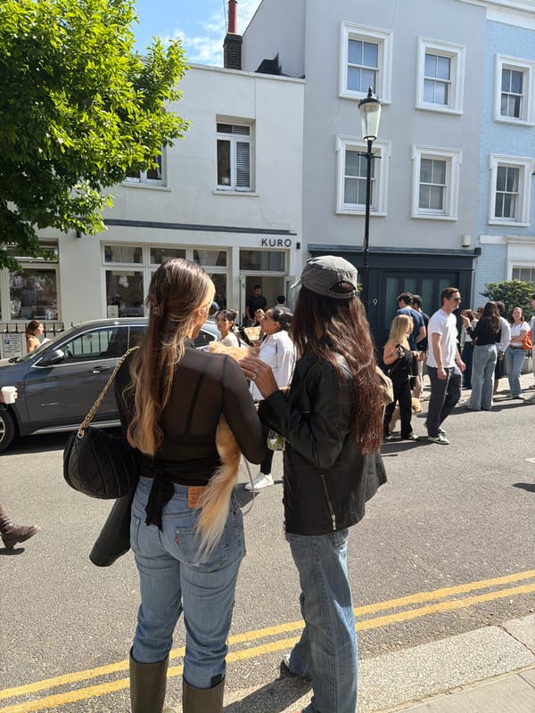 Saturday morning coffee queue and street life in London