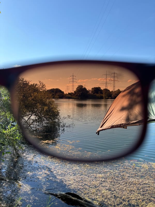 Afternoon fishing at a Ludwigshafen lake, sunglasses in hand