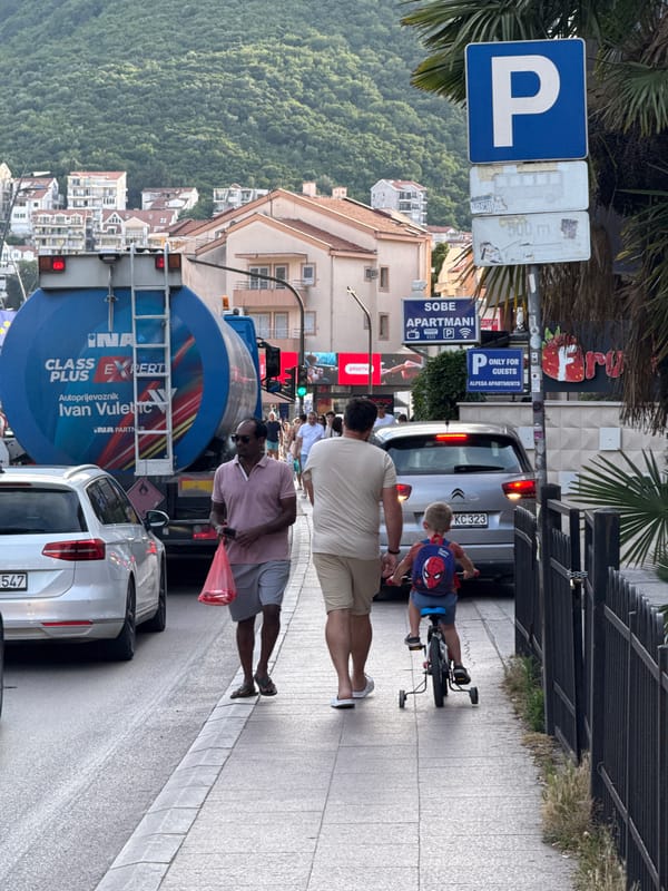 Ordinary afternoon life documented across Budva, Montenegro streets