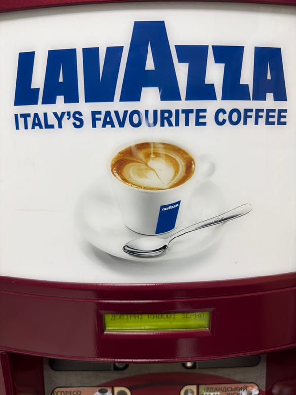 Coffee vending machine documented in early morning hours