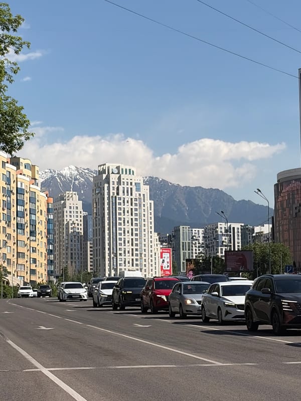 Morning street scenes captured in Almaty, Kazakhstan