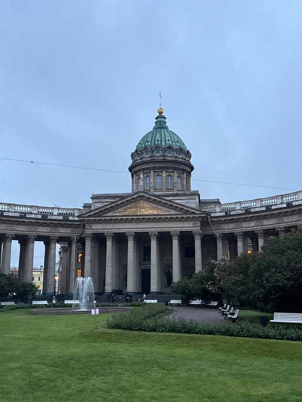 Evening views of Kazan Cathedral in Saint Petersburg