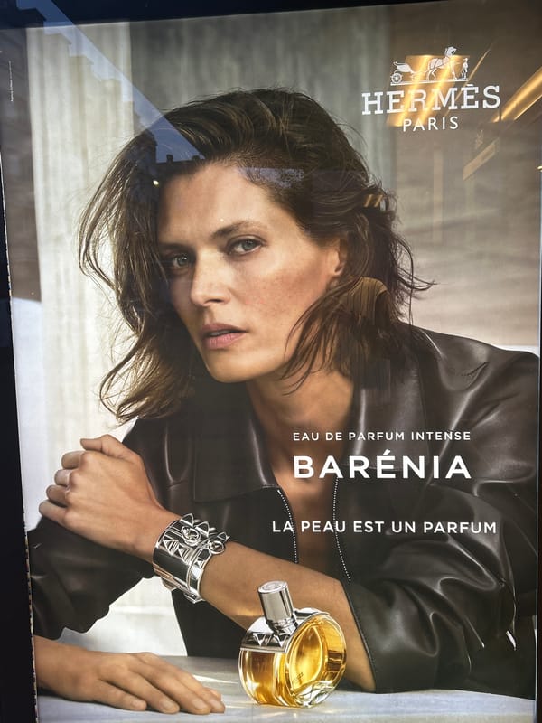 Advertisement poster spotted featuring woman in leather jacket, Strasbourg