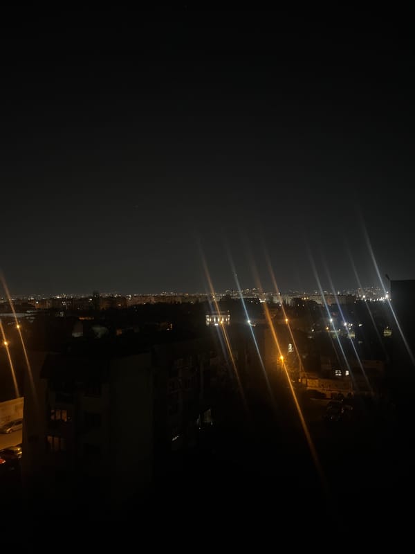 Nighttime photography documents Sofia cityscape and street scenes