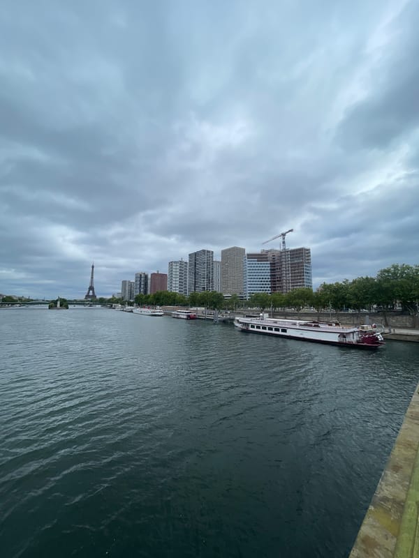 Overcast afternoon along the Seine, Eiffel Tower in view