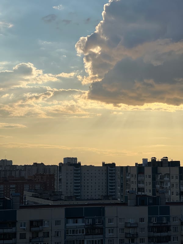 Aerial views captured of Saint Petersburg residential districts at twilight