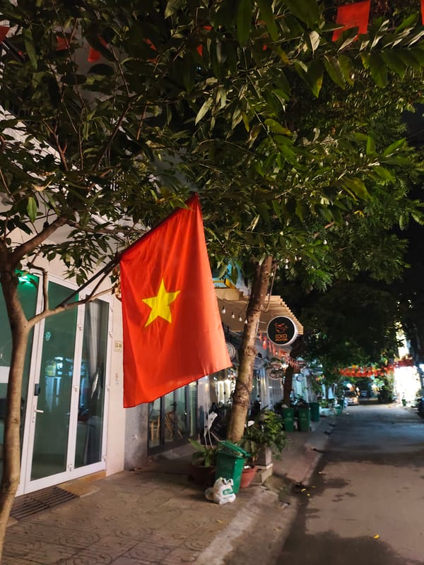 Evening walk through a Vietnamese coastal city to the beach