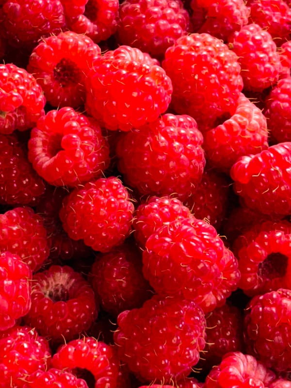 Fresh raspberries and summer blooms in Chaikovsky