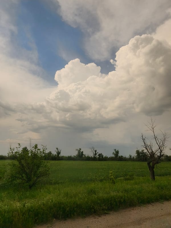Rural Kryvyi Rih landscape documented under dramatic afternoon clouds