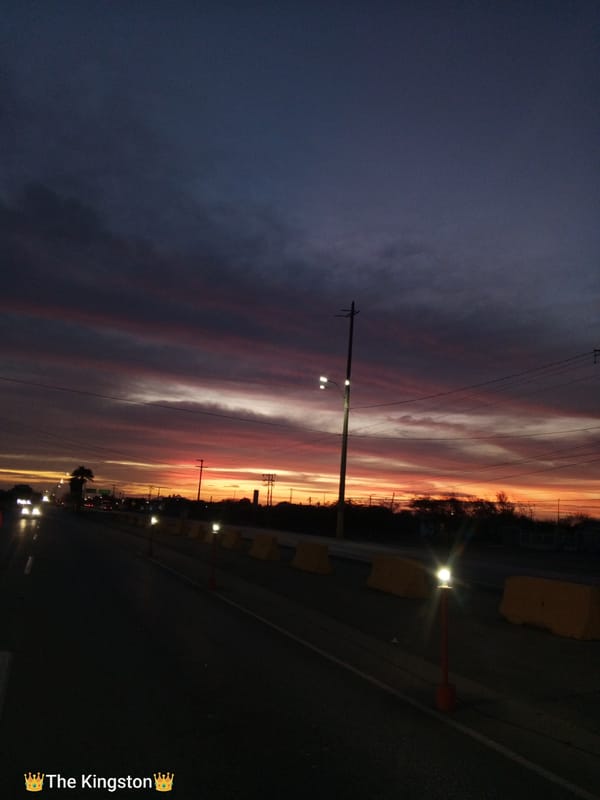 Sunset photographed over highway in El Dátil, Venezuela