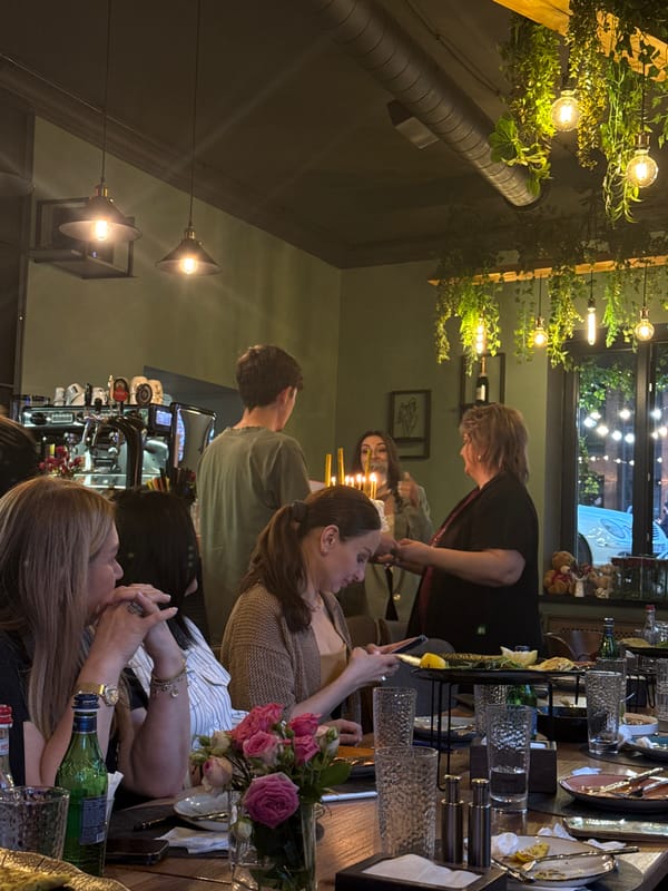 Birthday celebration with cake and sparklers at Yerevan restaurant
