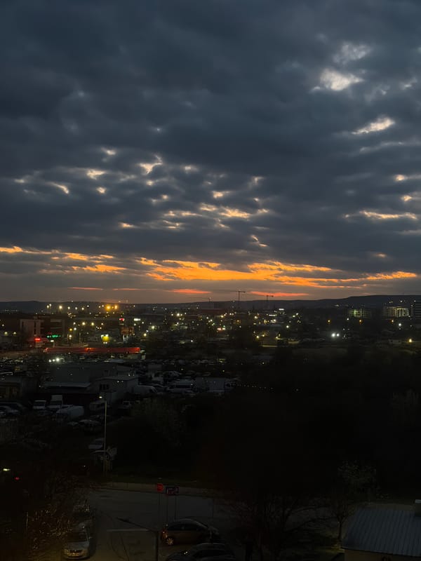 Dramatic sunset breaks through storm clouds over Varna, Bulgaria