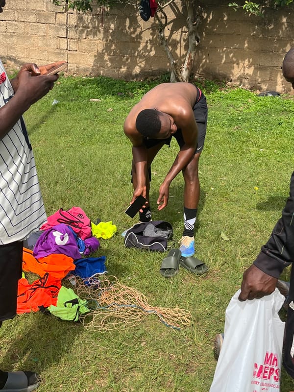 Soccer gathering recorded on Jos field Saturday morning