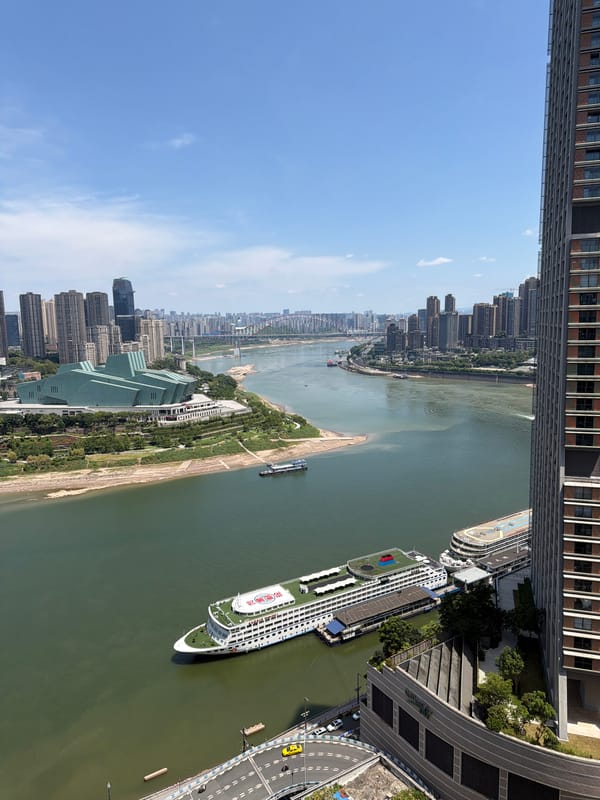 Raffles City Chongqing's skybridge towers over the Yangtze River