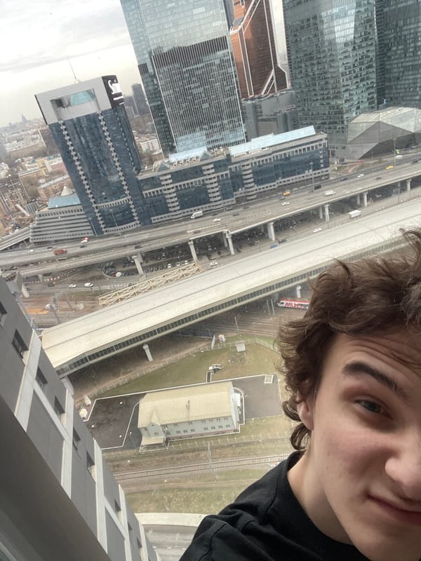 Young man takes selfies from high-rise building in Khimki