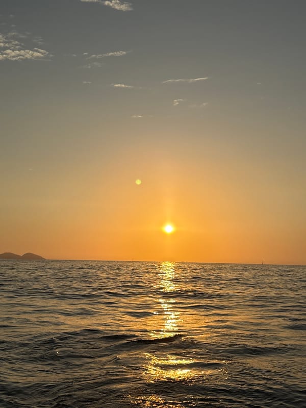 Sunset observed over Pacific Ocean near Ancón, Peru