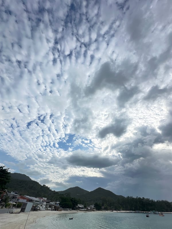 Morning life unfolds on Ko Phangan's dramatic coastline