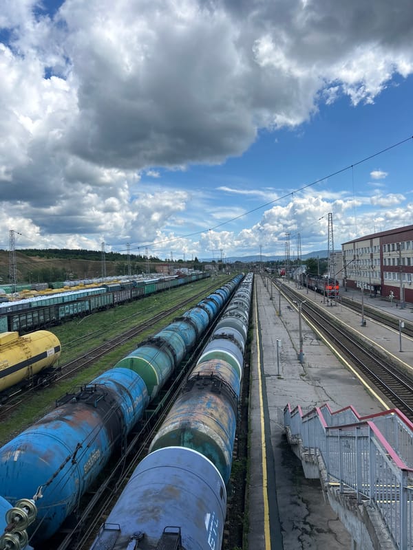 Tolyatti freight railyard packed with tank and cargo cars
