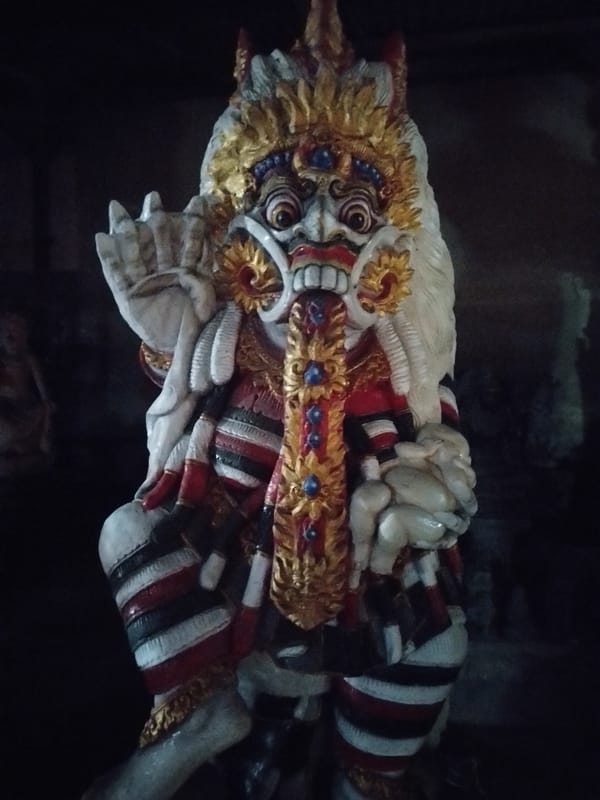 Traditional Balinese sculpture documented in Sukawati, Indonesia