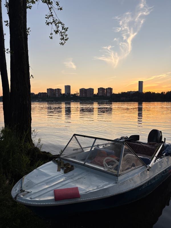 Sunset cookout on the Kama River, Perm