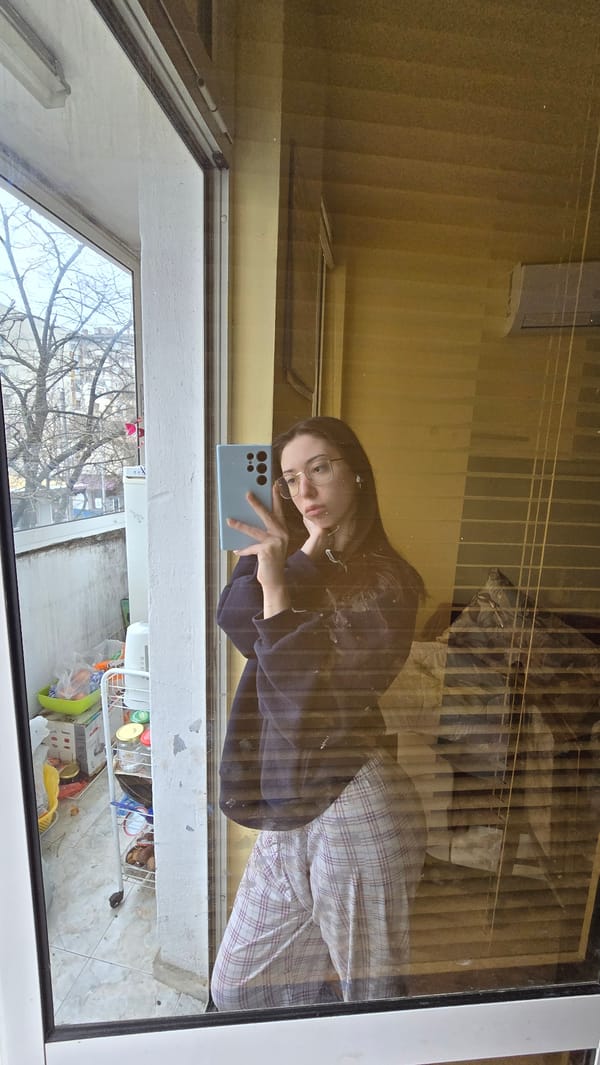 Woman takes morning selfie in Stara Zagora, Bulgaria