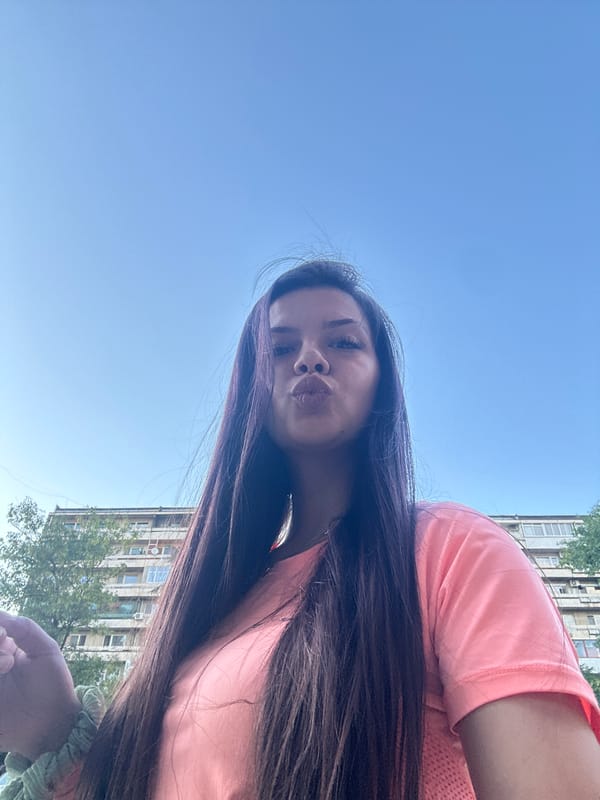 Afternoon selfie session outside a Sliven apartment block