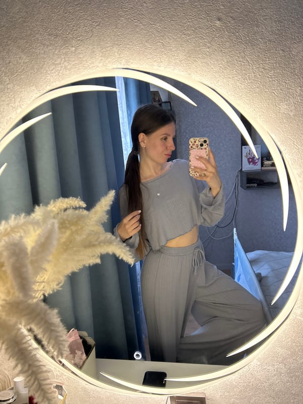 Woman takes morning selfies in Klin, Russia