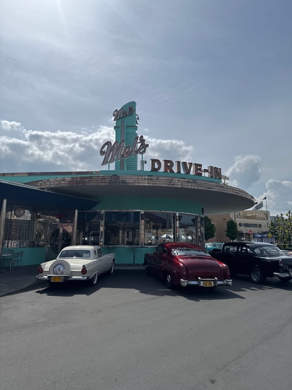 American-style diner spotted in Osaka with vintage cars