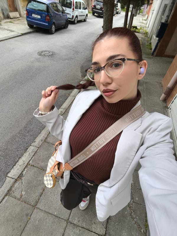 Woman takes selfies during morning walk in Stara Zagora