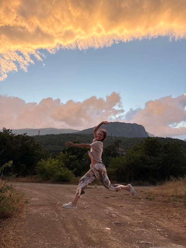 Sunset evening on the hillside roads of Malyi Mayak