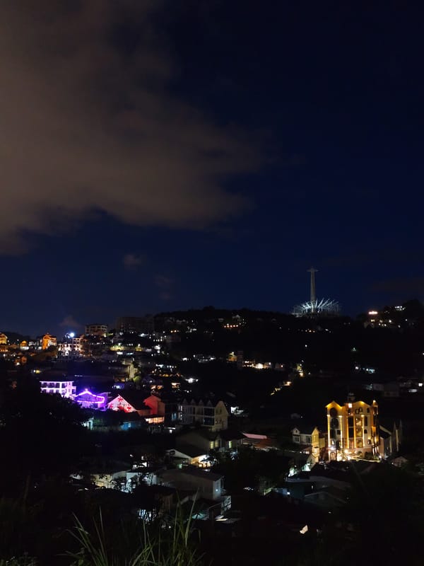 Nighttime views captured of Da Lat cityscape and Christ statue