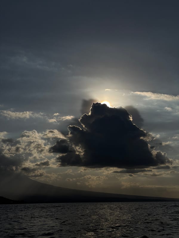 Dramatic backlit clouds photographed from boat off Indonesian coast