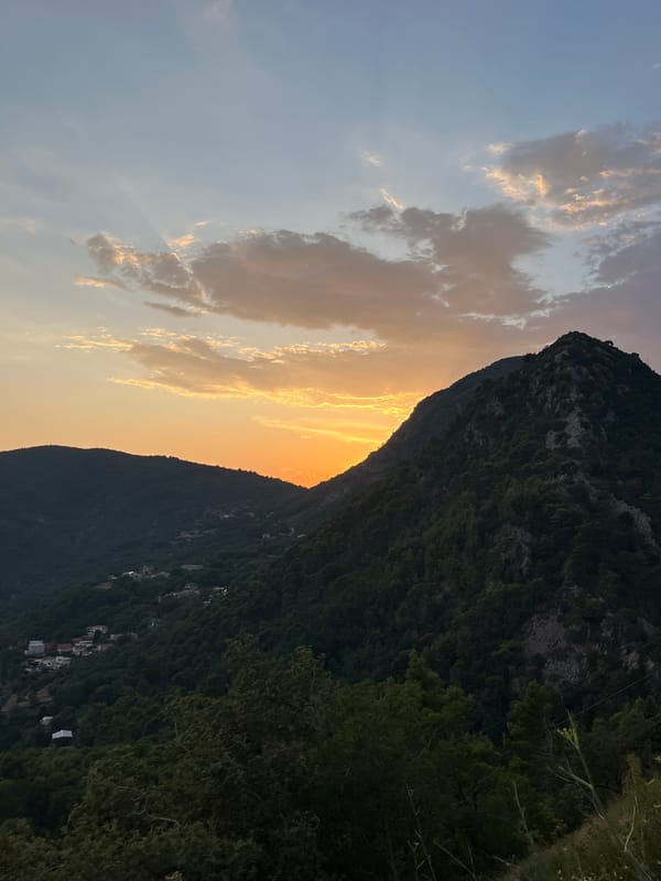 Budva at dusk, mountain and sea views