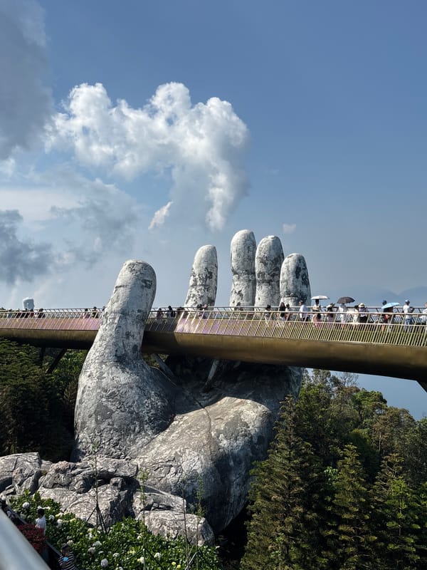 Morning tourism at Bà Nà Hills Golden Bridge complex
