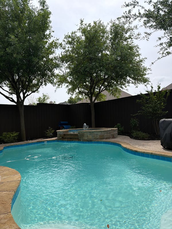 Backyard swimming pool captured in Frisco residential area