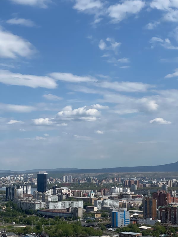 Morning moments captured across Krasnoyarsk cityscape, gym, statue
