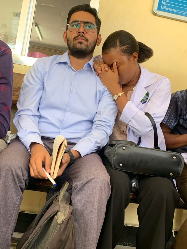 Quiet moments observed in Dar es Salaam: reading and medical care