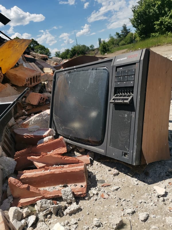 Building demolition leaves debris scattered across Zhivkovo, Bulgaria