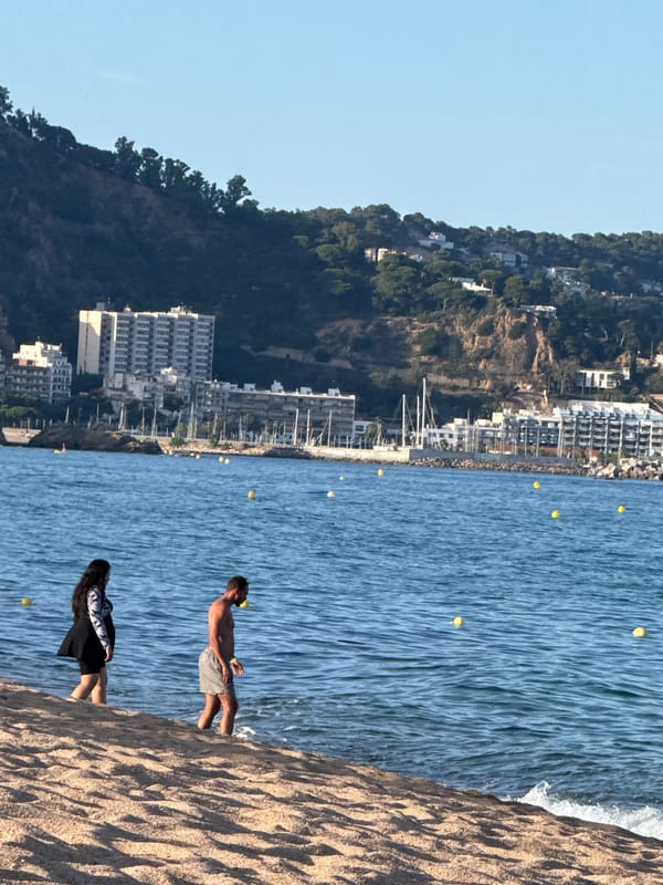 Summer afternoon on the beach in Blanes, Costa Brava