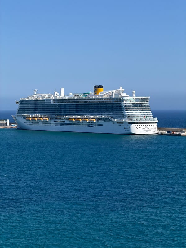 Costa Smeralda cruise ship docks at Ibiza port