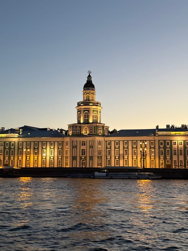 Evening boat party on the Neva during St. Petersburg's white nights